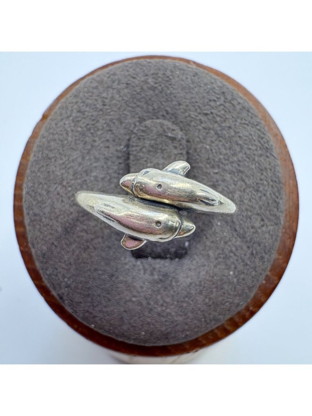 Two Dolphin Design Bypass Ring Solid Sterling Silver 925 Size 7